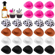 30PCS Plastic Mini Western Cowboy Cowgirl Hat Cute Miniature Hat for Party Ac...