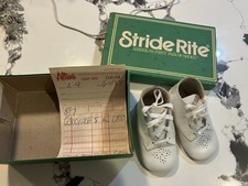 Stride Rite Vintage 1987 Moccasin White Leather Baby Shoes size 3. With Receipt