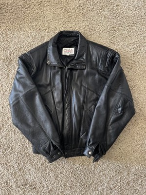 Vintage Pelle Studio Wilson s Leather Black Full Zip Bomber Jacket Mens XL 90s