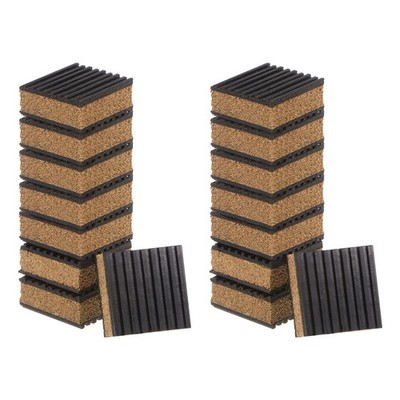 16pcs Ribbed Anti-Vibration Rubber Pads 2'' Long x 7/8'' Thick with Cork Layer