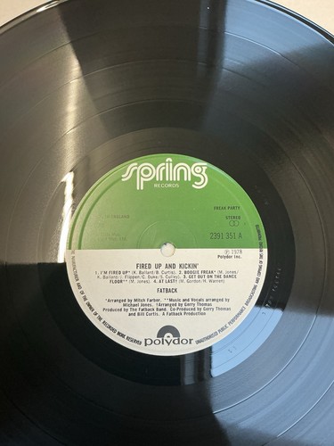 Fatback-Fired Up ‘N’ Kickin’ 1978 1st Press Spring LP UK Press Ex Vinyl Play - Imagen 12 de 15