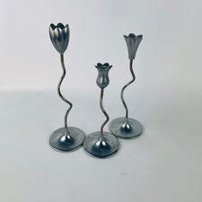 Silver Tone Metal Flower Candles Partylite 10, 9, 7 1/2”