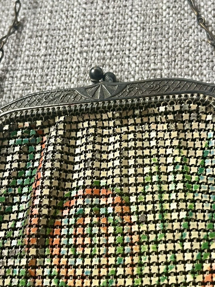 Antique Art Nouveau Mesh Evening Purse Flapper Girl Chainmail Victorian Deco - Image 4 of 4