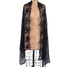 Vintage Gothic Black Veil Lace Scarf Long Wrap Vampire 45x83in Rare