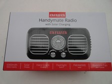 NEW AIWA Handy Mate Radio w/Solar Charging, Fan, Flashlight AI6022-BLK