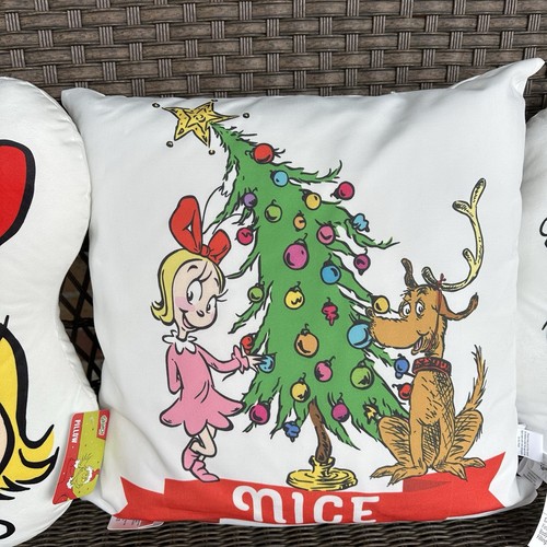 Dr. Seuss The Grinch Max Cindy Lou Who Head Decorative Throw Pillows New - Picture 3 of 13