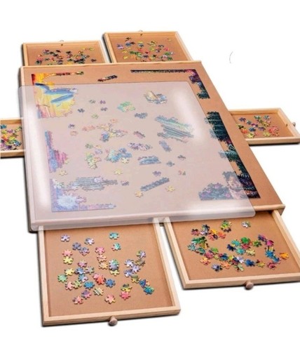 PlayVibe Puzzle Locker 1500 Piece Puzzle Board with Drawers and Cover
