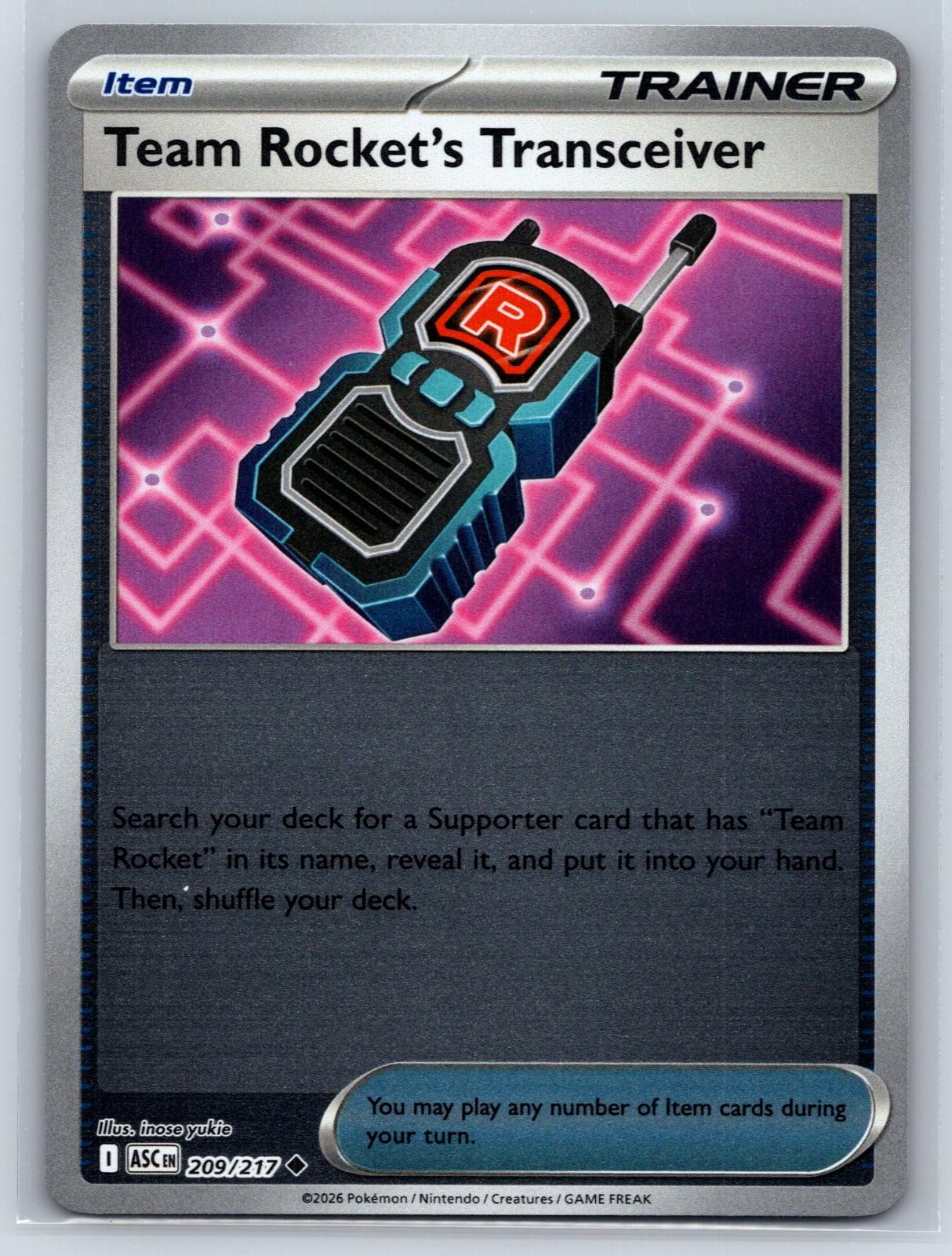 Team Rocket's Transceiver 209/217 Ascended Heroes Pokemon Reverse Holo NM