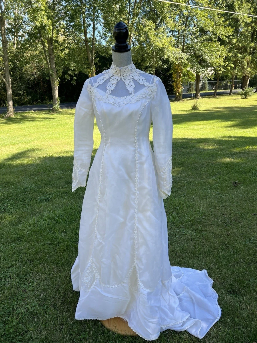 open lace back dress Empire Waist Organza Ballroom Wedding Gown with Swag Sleeve
