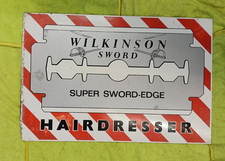 Insegna Vintage Wilkinson Spada Barbiere Parrucchiere Doppio Lato Metallo - Rara!