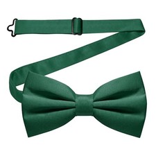 Solid Color Pre-tied Bow Tie Adjustable Bowtie for Men Emerald Green