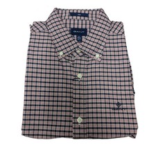 GANT Mahogny Red Heather Oxford Micro Check Slim Fit Shirt 3058302 Size M NWT