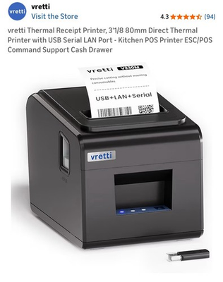 #ad vretti Thermal Receipt Printer 3#x27;1 8 80mm Direct Thermal Printer with USB $40.00