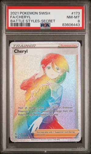 2021 POKEMON SWORD & SHIELD BATTLE STYLES SECRET #173 FULL ART/CHERYL PSA 8