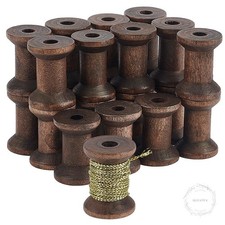 30Pcs Antique Wooden Empty Spools, 1.18" Empty Thread Spools Wooden Ribbon Spool