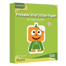 Lzerking Printable Vinyl Sticker Paper for Inkjet Printer 100 Sheets White
