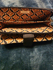 Vera Bradley Brown Quilted Zip-Around Wallet Zipper Credit Card Geometric