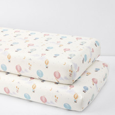 Best Seller Pottery Barn Kids Set of 2 Hot Air Balloon Organic Crib Fitted Sheet