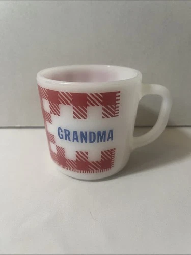 VTG Westfield Grandma Milk Glass Cup / Mug Heat Proof D Handle