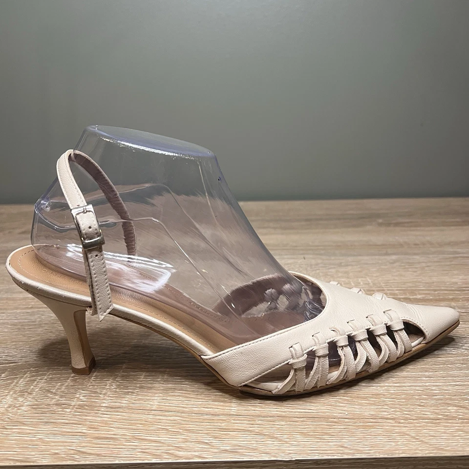 Flattered x Débora Rosa Woven Slingback Kitten Heels – Beige – Women’s Size 9 - Image 3 of 4