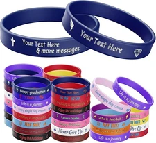 14Pcs Custom Engraved Silicone Bracelets - Personalized Rubber Wristbands Gift