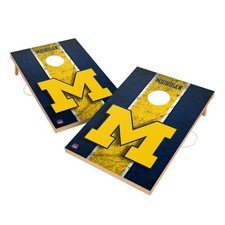 Michigan Wolverines Cornhole Set Solid Wood 2x4 Boards UV Printed Bags