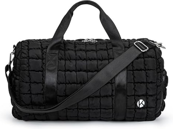 Gym Bag for Women, Travel Duffel Bags, Weekender Bag with Shoe Compartment,Black