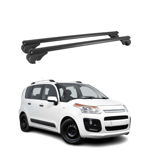 DachträGer GrundtäGer FüR Citroen C3 Picasso 2008-2017 75Kg Alu Schwarz 2 Tlg-image