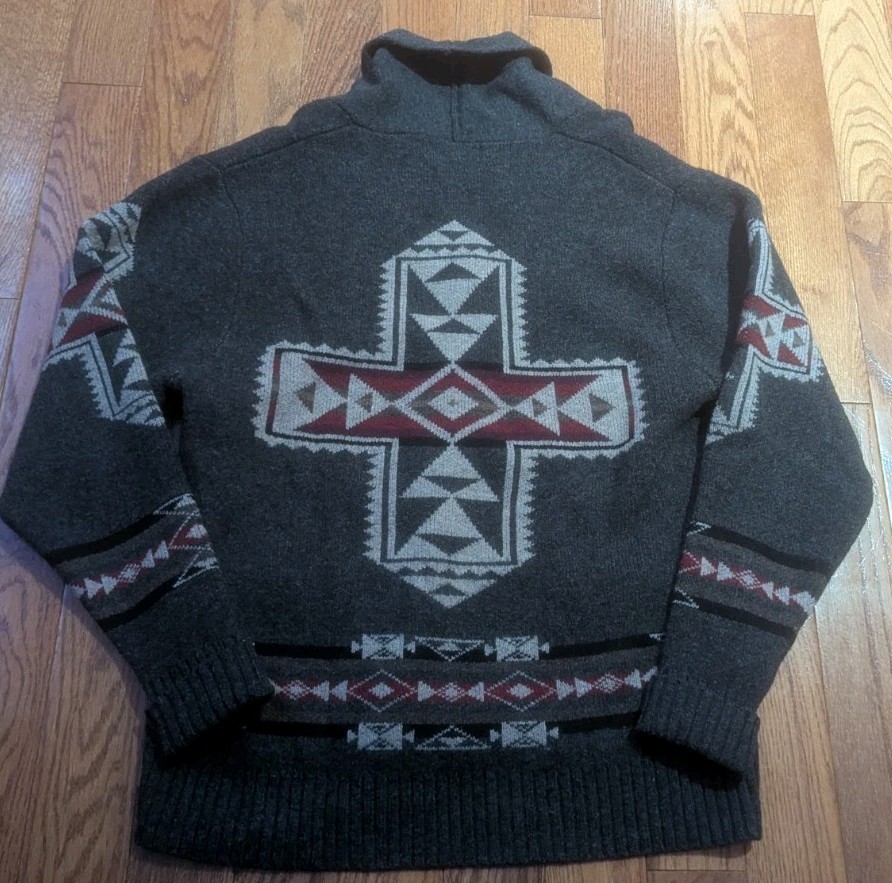 Pendleton Crossroads Gray & Red Buttoned Cardigan… - image 7