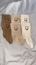 3 Baby Girl Baby Boy Dark N Light Brown NBeigeSmileyFaceLongNewbornSocks.Primark