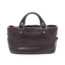 CELINE Boogie Bag Handbag Leather Dark Brown Gold Hardware #RC4419