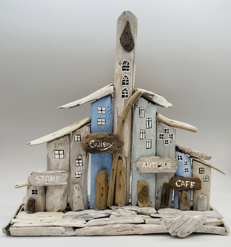 Driftwood Art, Natural Driftwood Houses , Driftwood Beach Art, Coastal Art