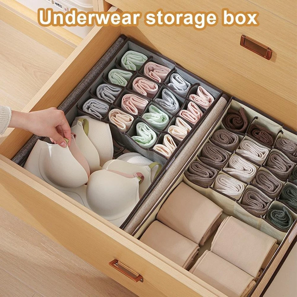 Underwear Storage Box Foldable Fabric Organizing Bins Compartments; with J0H7 - Image 4 of 4