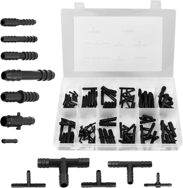 113 Stk T-Verbinder Schlauchverbinder Set, Schwarz Universal T-StüCk Gerade Redu-image