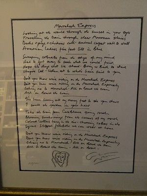 GRAHAM NASH SIGNED MARRAKESH EXPRESS LYRICS PRINT FRAMED