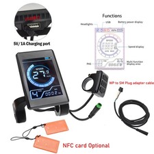 Ebike 24V/36V/48V X1 Display Colour Screen Power Speed Meter Control Panel w/NFC