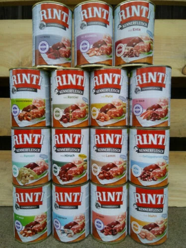 (4,97€/ kg) 18 x 400 g Rinti Kennerfleisch 400 g aus 17 Sorten Adult