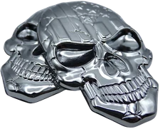 2x 3D Metal US Flag Skull Decal Emblem Motorcycle, Auto, Truck Zinc (Silver)