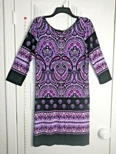 Vintage KUPCAKE USA DRESS Purple SIZE M lightweight Stretch Easy Care Non-iron