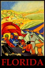 Florida Summer Party Beach View Sailing Tourism Vintage Poster Repro FREE S/H