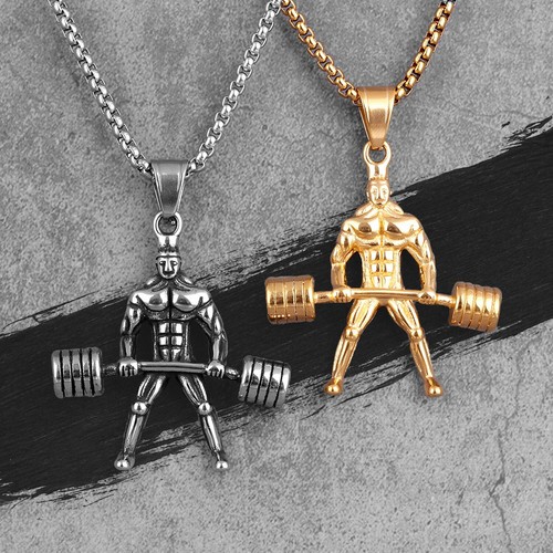 Weightlifting Fitness Bodybuilding Men's Gym Necklaces Pendants Chain Boy Male