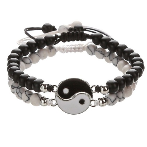 Bracciale Uomo Donna Bracciale Stile Cinese Bracciale Tai Chi, Stringa Elastica - Foto 3 di 12