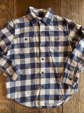 Gap Kids Boys Flannel Buffalo Plaid Down Shirt Long Sleeve Navy Medium 8 10