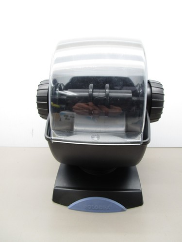 Rolodex Card File Black Closable Top 360 Swivel Base With Extra Cards - Picture 4 of 15
