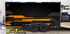 2 Sides Orange Black Modern Shapes Trailer RV Wrap Decal Graphic Various Sizes