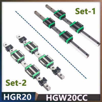HGR20 2X Linearführung Führungsschiene Rail+4X HGW20CC & 4X Block begrenzen DE