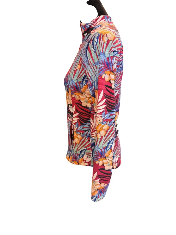 Jaqueta feminina Tommy Bahama floral tropical golfe e tênis 1/2 zíper tamanho pequeno - Imagem 3 de 4