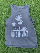 BILLABONG "No Bad Vibes" Beach Black Tank Top Girls Size XS