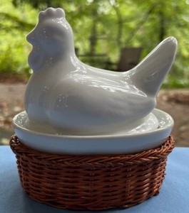 Individual Ceramic Chicken Covered Casserole Baking Dish