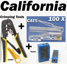 Network Tester  Crimping  100 RJ45 CAT5 8P8C Connector Plug Tool Kits  Cutter